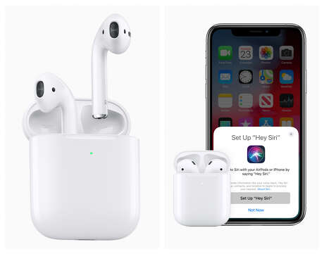 Apple updated its AirPods wireless earbuds on March 20, 2019. New features include "Hey Siri" capability, longer battery life and a wireless charging case.