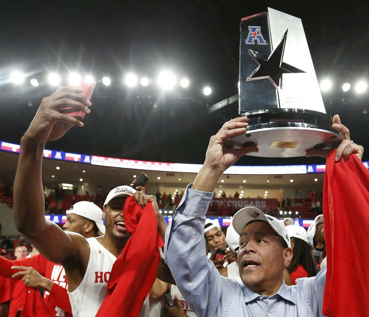 PHOTOS: Local high school players selected in NBA Draft  Houston head coach Kelvin Sampson holds up the American Athletic Conference championship trophy as the Cougars celebrate after beating Southern Methodist 90-79 to win at least a share of the AAC at Fertitta Center on Thursday, March 7, 2019, in Houston. >>>Browse through the photos for a look at the all-time list of every player who played high school basketball in Houston and went on to be selected in the NBA Draft ... 