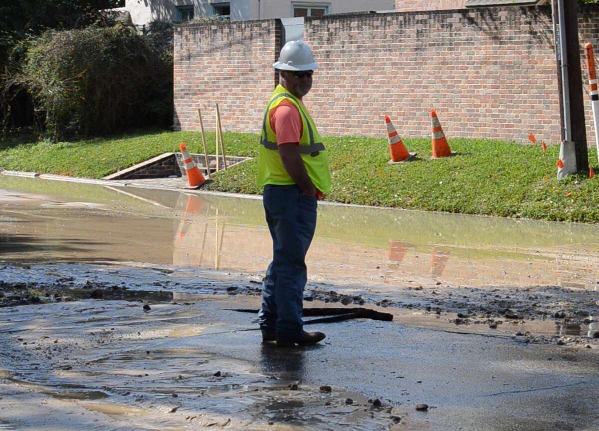 A contractor accidentally struck a water main while working on Bissonnet Street near Parkway Drive on March 20, 2019.