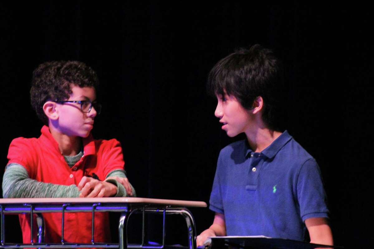 The Pearl Theater will present plays written and performed by Nolan Ryan Junior High School students at 6 p.m. March 30. Aiden Lowman, left, and Westin Gonzalez will perform in Ethan Wiltz's “The Heist.”