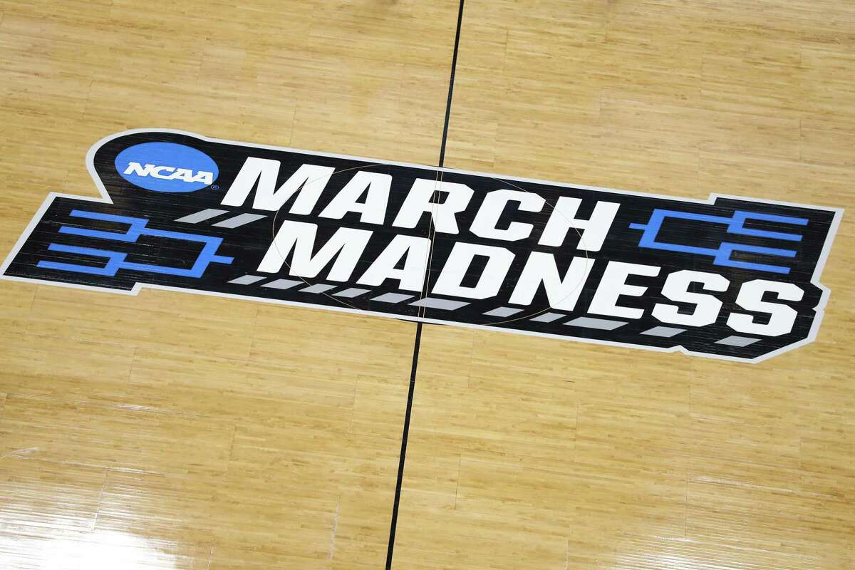 SALT LAKE CITY, UTAH - MARCH 20: A general view of a 'March Madness' logo is seen during practice before the First Round of the NCAA Basketball Tournament at Vivint Smart Home Arena on March 20, 2019 in Salt Lake City, Utah.