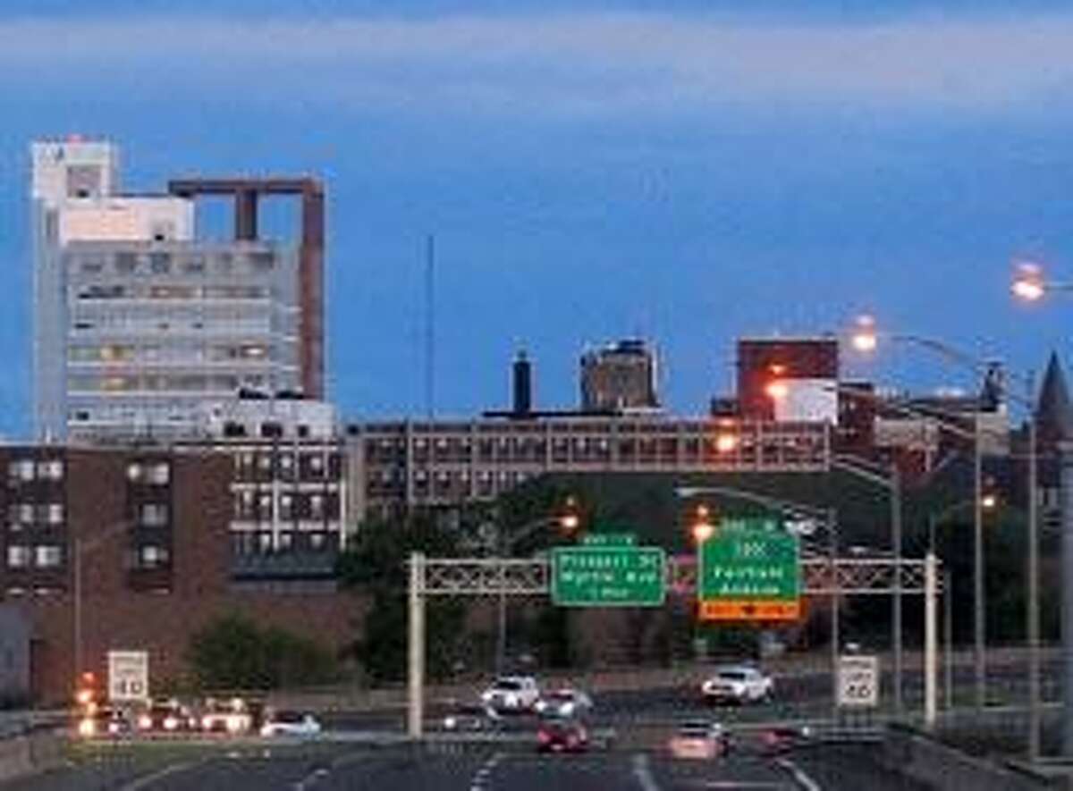 A view of the downtown Bridgeport skyline. Bridgeport is an important part of the Connecticut economy, which lost 400 jobs overall in February 2019.