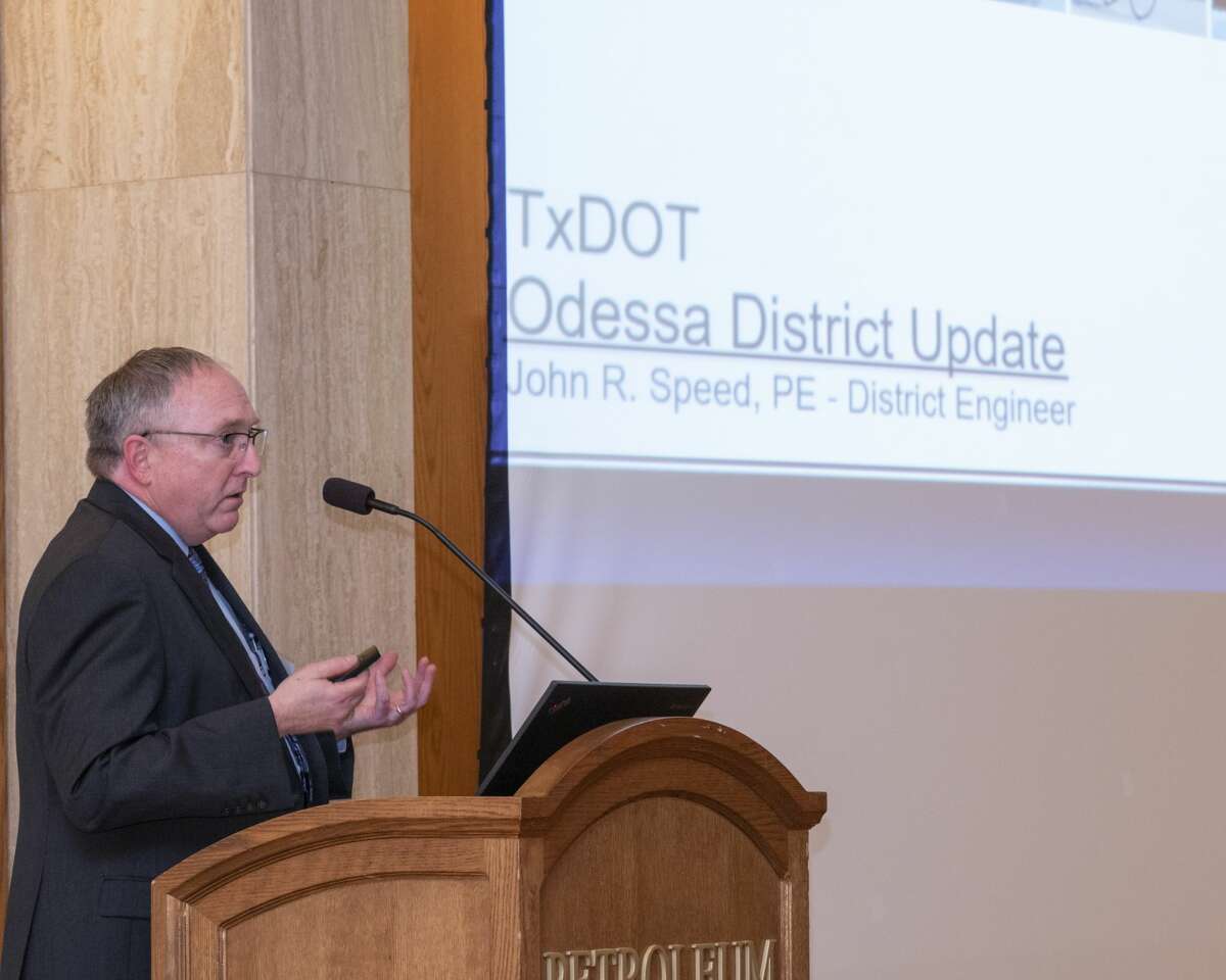 John Speed, TxDOT Odessa District Engineer, speaks 03/21/2019 during the Permian Basin Petroleum Association luncheon. Tim Fischer/Reporter-Telegram