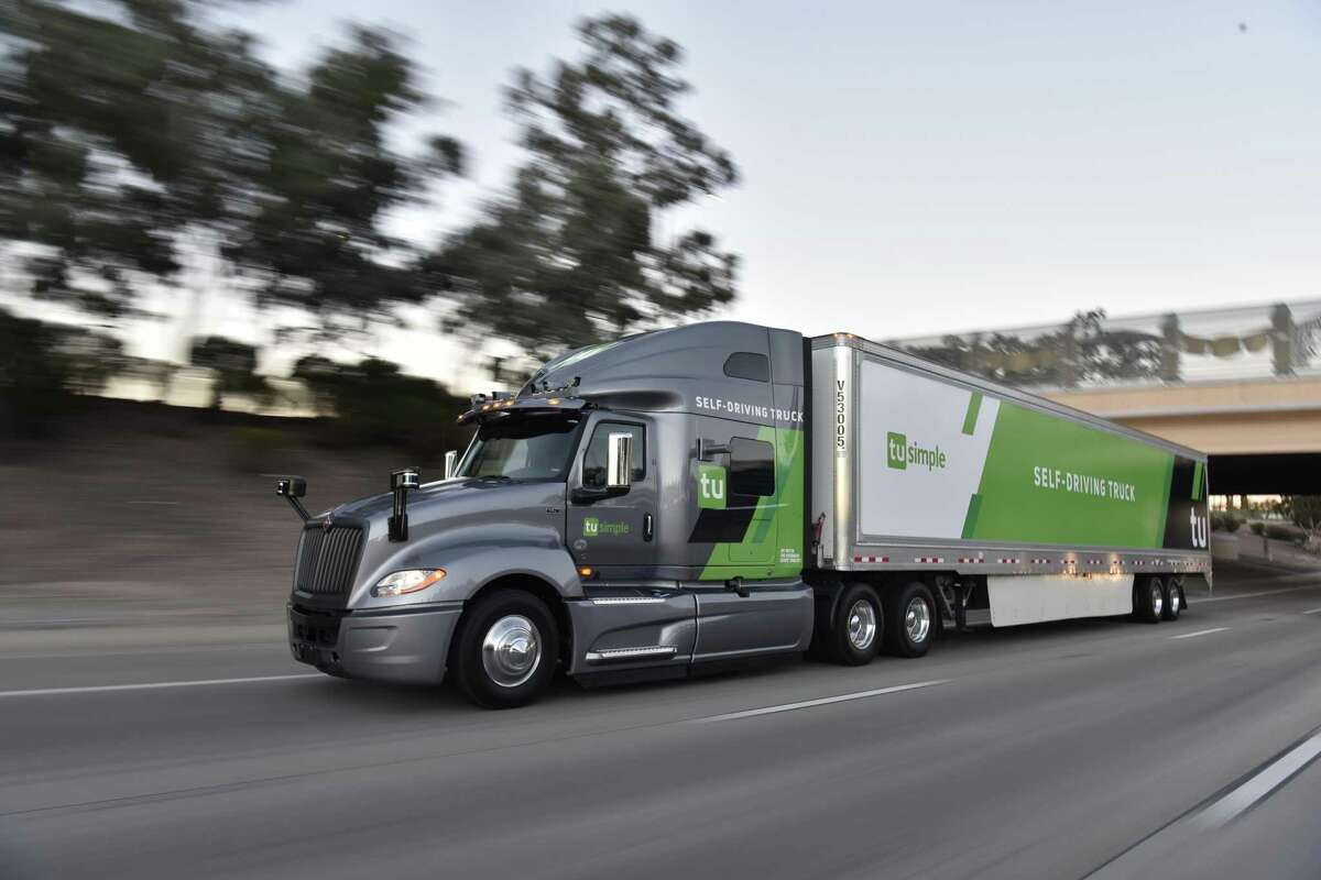 Handout images of semi-trucks using self-driving software developed by Tu-Simple, a California start-up. The company plans to expand its fleet to 50 trucks and begin hauling commercial loads from Tuscon, Arizona to San Antonio and Houston.