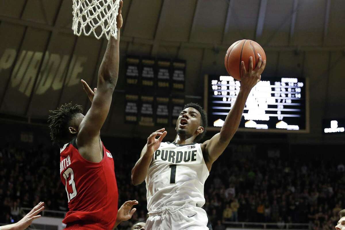 WEST LAFAYETTE, INDIANA - JANUARY 15: Aaron Wheeler #1 of the Purdue Boilermakers shoots the ball in the game against the Rutgers Scarlet Knights during the second half at Mackey Arena on January 15, 2019 in West Lafayette, Indiana. (Photo by Justin Casterline/Getty Images)
