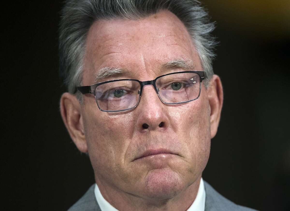 Jim Steinle, father of Kathryn Steinle, killed on a San Francisco pier, allegedly by a man previously deported several times, listens to opening statements before testifying before a Senate Judiciary hearing to examine the Administration's immigration enforcement policies, in Washington, Tuesday, July 21, 2015. (AP Photo/Molly Riley)