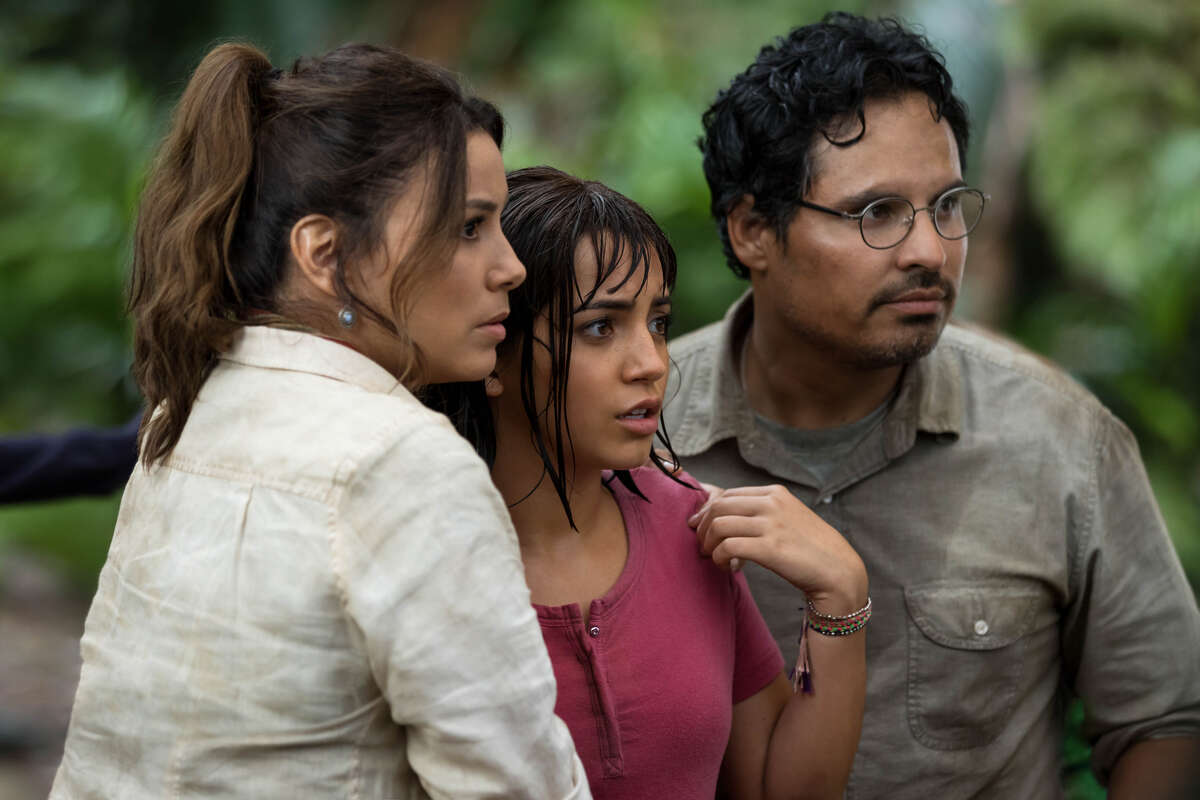 Eva Longoria, Isabela Moner and Michael Peña star in "Dora and the Lost City of Gold."