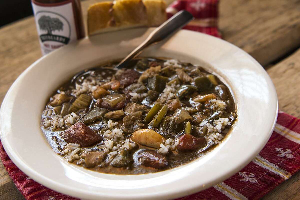 Gumbo (seafood or chicken and sausage) is a specialty at Treebeards restaurants in Houston.