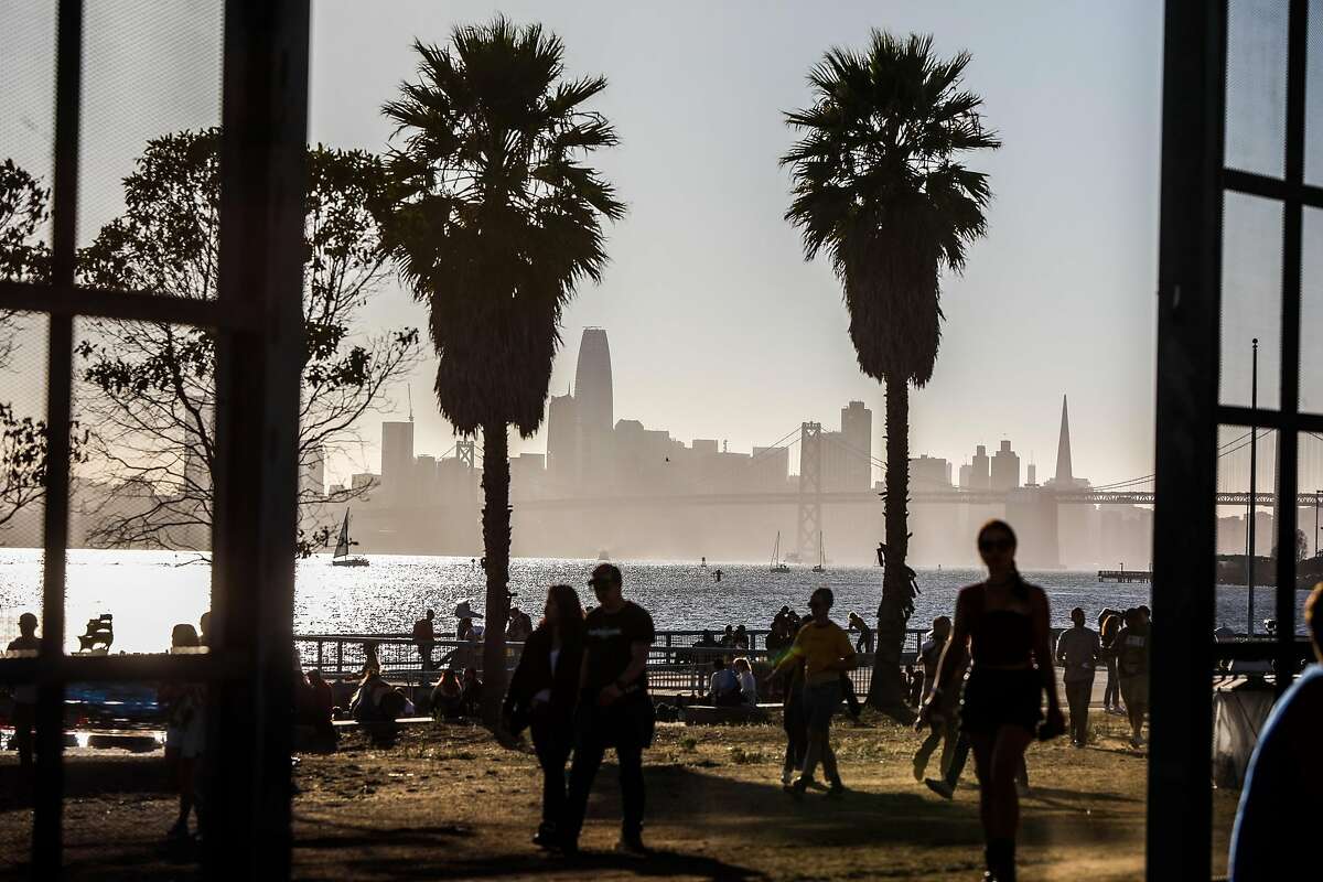 A view of the skyline from the Treasure Island Music Festival in Oakland, California, on Sunday, October 14th, 2018.