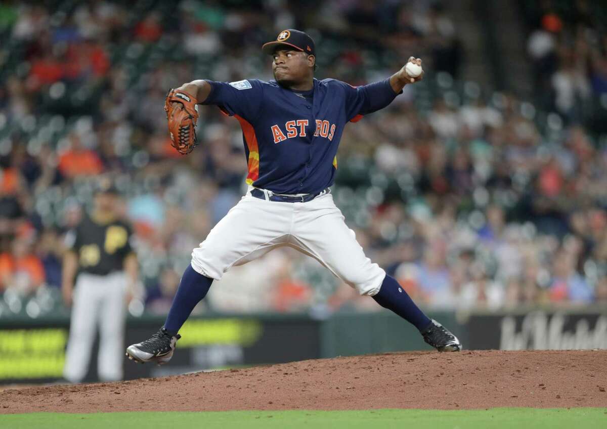 PHOTOS: 2019 Astros game-by-game  Houston Astros pitcher Framber Valdez (59) pitches during the fifth inning of a spring training game at Minute Maid Park on Monday, March 25, 2019, in Houston.  >>>See how the Astros have fared so far this season ... 