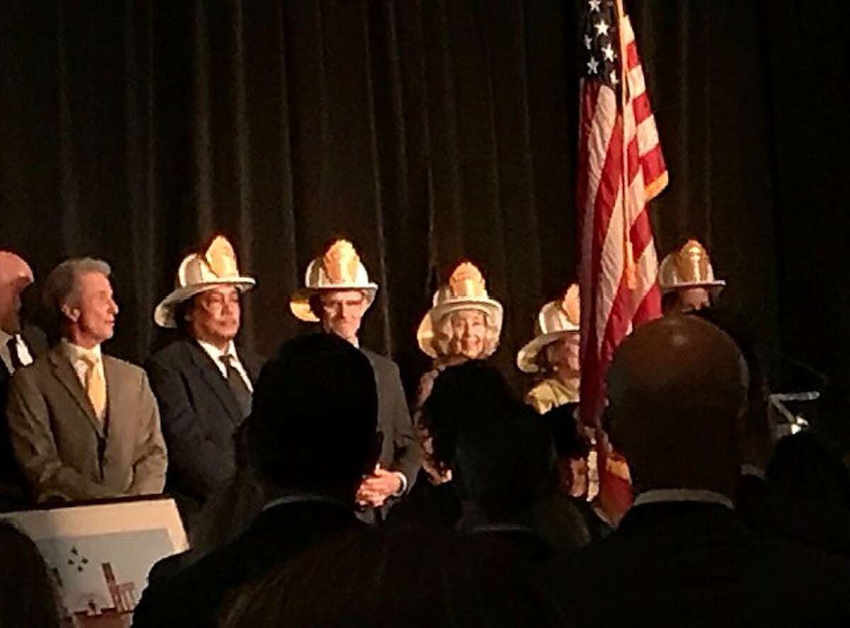 SF Firefighters Cancer Prevention Foundation white hat ceremony, with Tony Stefani at left