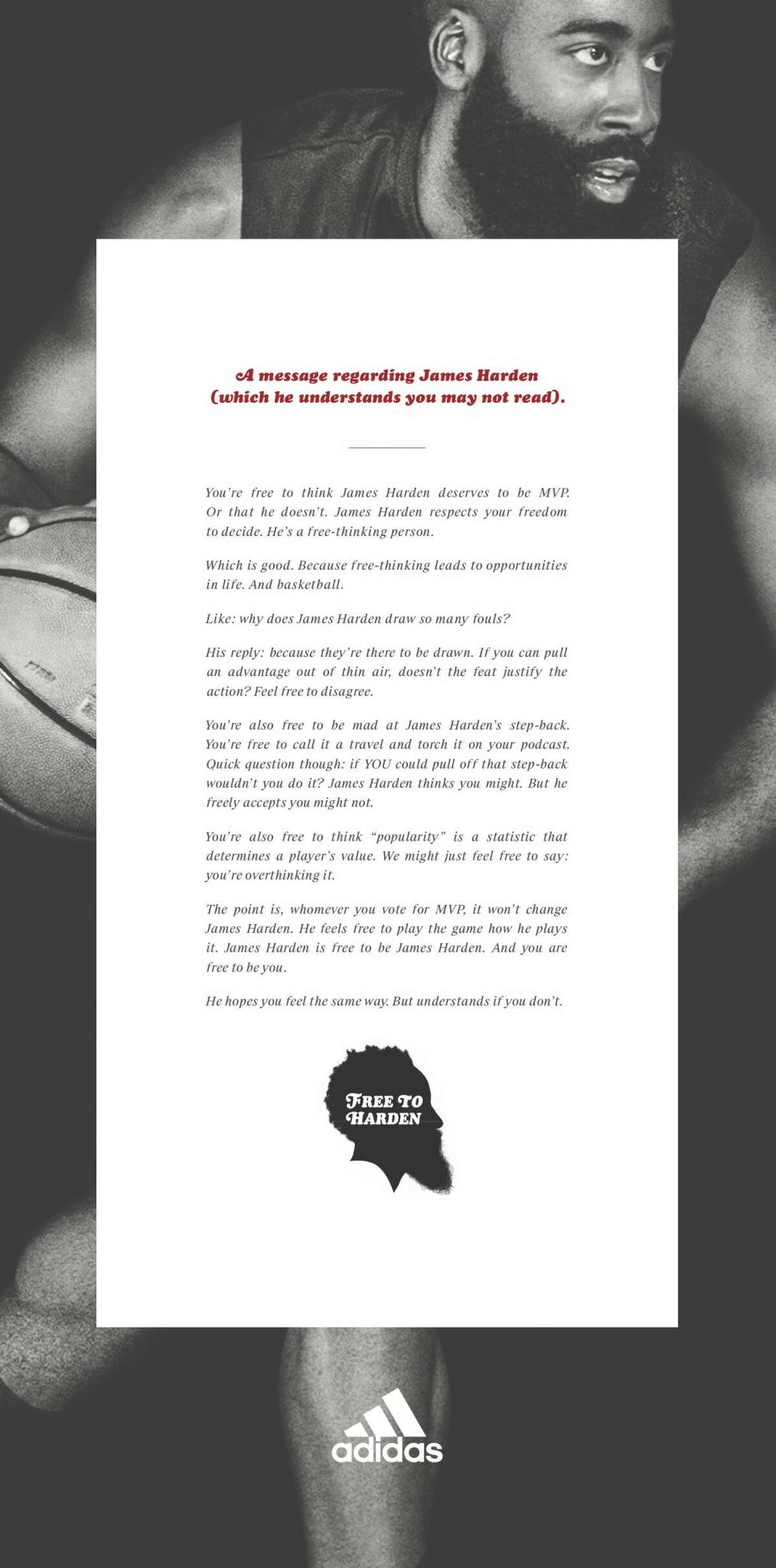 Adidas takes out full-page ad in 