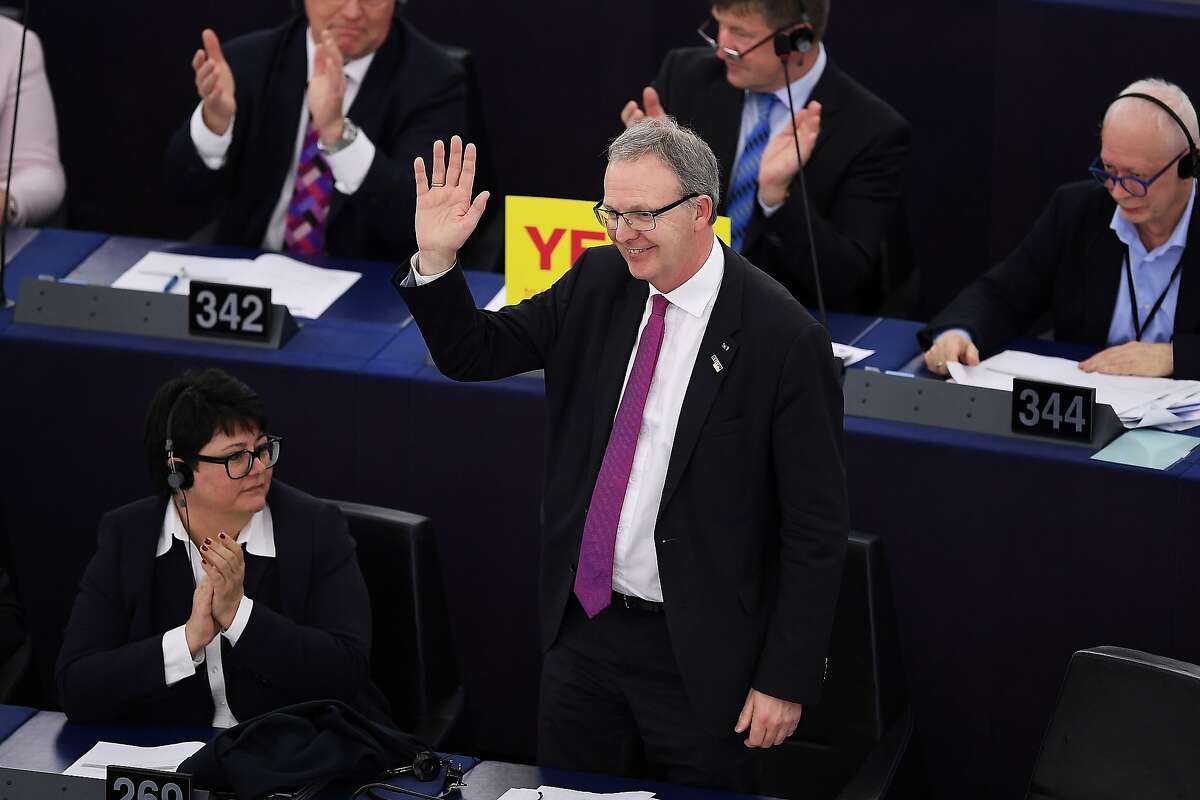 Member of European Parliament Axel Voss reacts after the vote on copyright in the Digital Single Market during a plenary session at the European Parliament on March 26, 2019 in Strasbourg, eastern France. (Photo by FREDERICK FLORIN / AFP)FREDERICK FLORIN/AFP/Getty Images