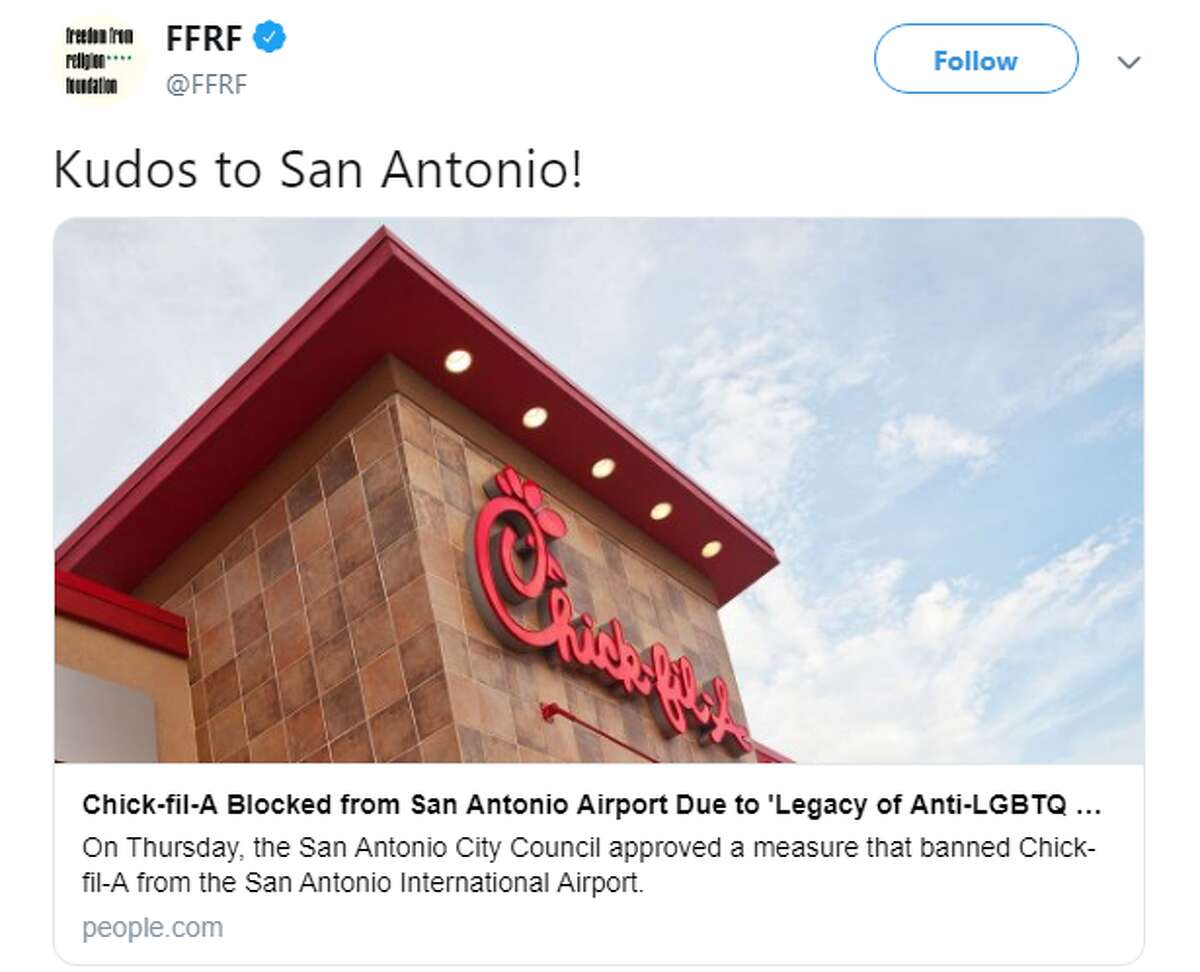 Twitter users from across the country reacted to the San Antonio city council's decision to block Chick-fil-A from opening in the San Antonio International Airport.