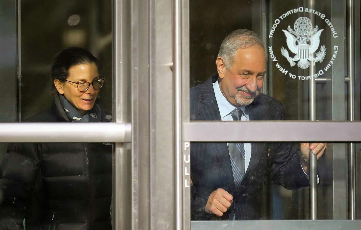 Clare Bronfman, a member of Nxivm, an organization charged in sex trafficking, leaves Brooklyn Federal Court with her lawyer Mark Geragos after she received medical attention while in court, Wednesday March 27, 2019, in New York.