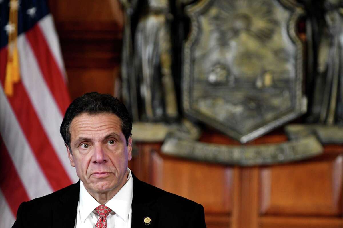 Gov. Andrew Cuomo fields questions on the budget during a Red Room press conference on Friday, March 22, 2019, at the Capitol in Albany, N.Y. The governor held the event to condemn an alleged hate crime that took place on March 11 in Ulster. (Will Waldron/Times Union)