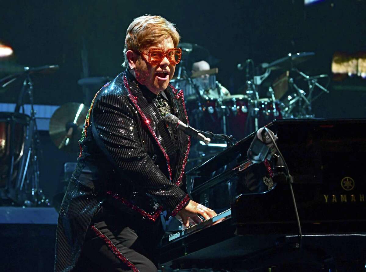 Elton John performs "Bennie and the Jets" during his "Farewell Yellow Brick Road" tour at the Times Union Center on Friday, Feb. 29, 2019 in Albany, N.Y. (Lori Van Buren/Times Union)