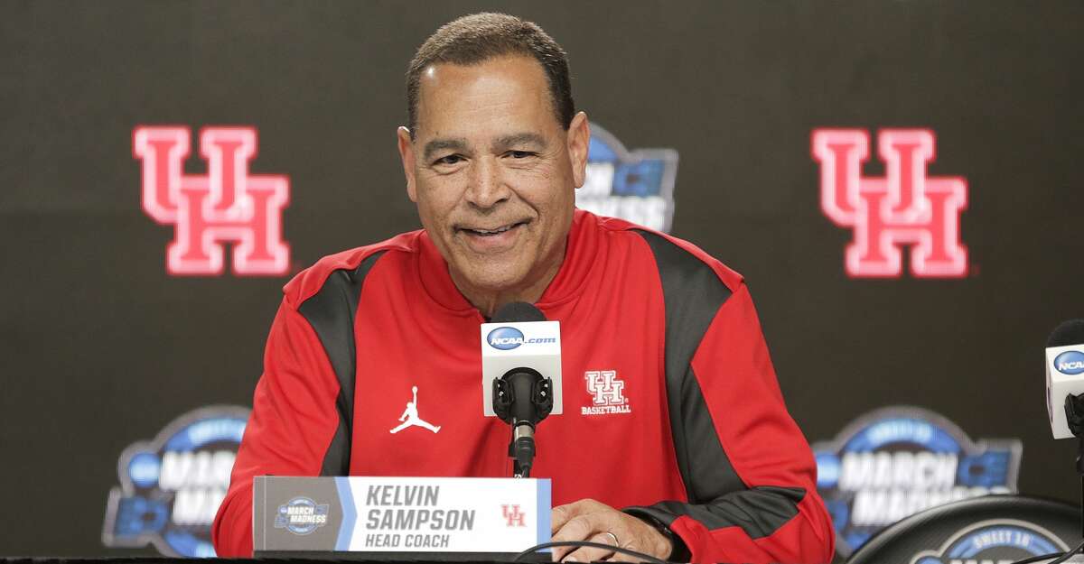 Houston Cougars head coach Kelvin Sampson answers questions from the media during a press conference on Thursday, March 29. 2019 at the Sprint Center in Kansas City, MO. Houston will take on Kentucky Wildcats on Friday in the NCAA tournament.