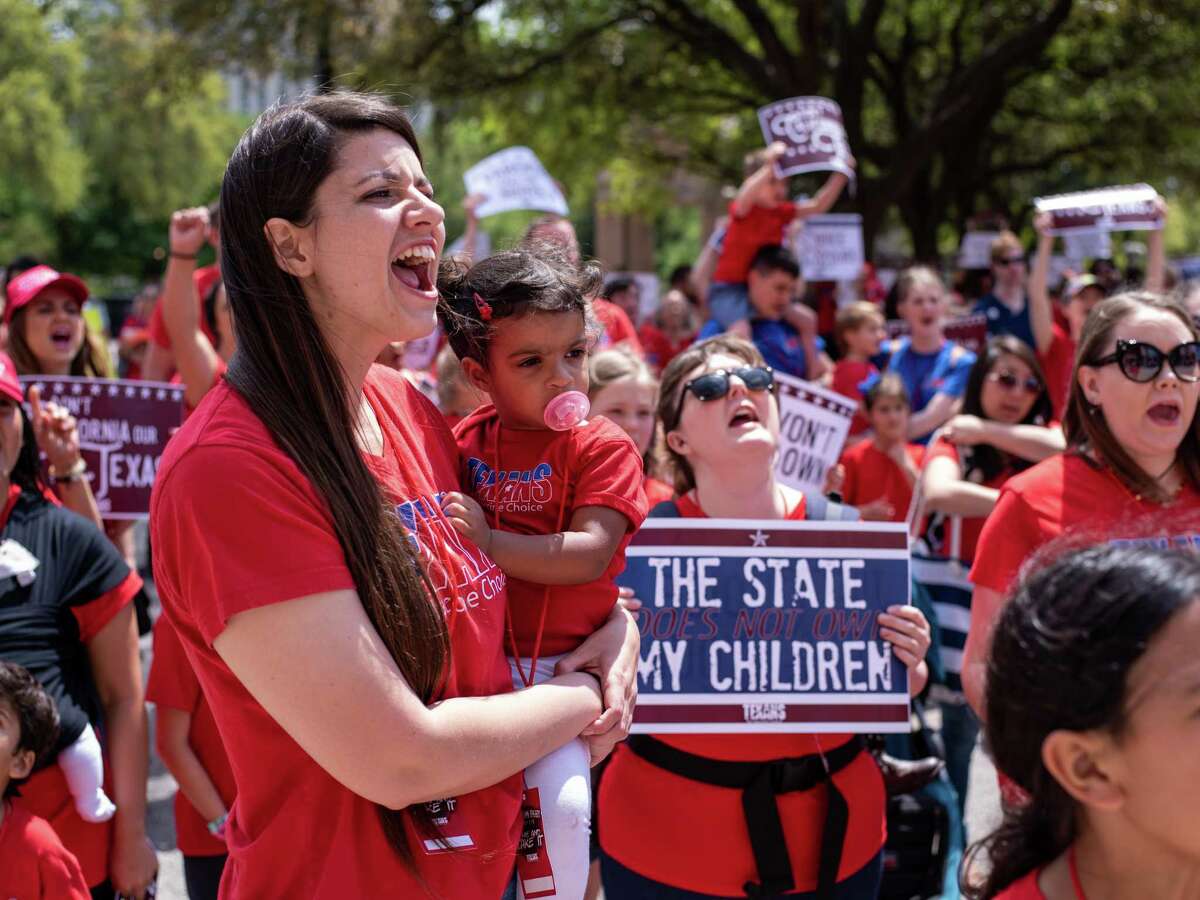 Texans for Vaccine Choice rallied at the Texas State Capitol in Austin on March 28.