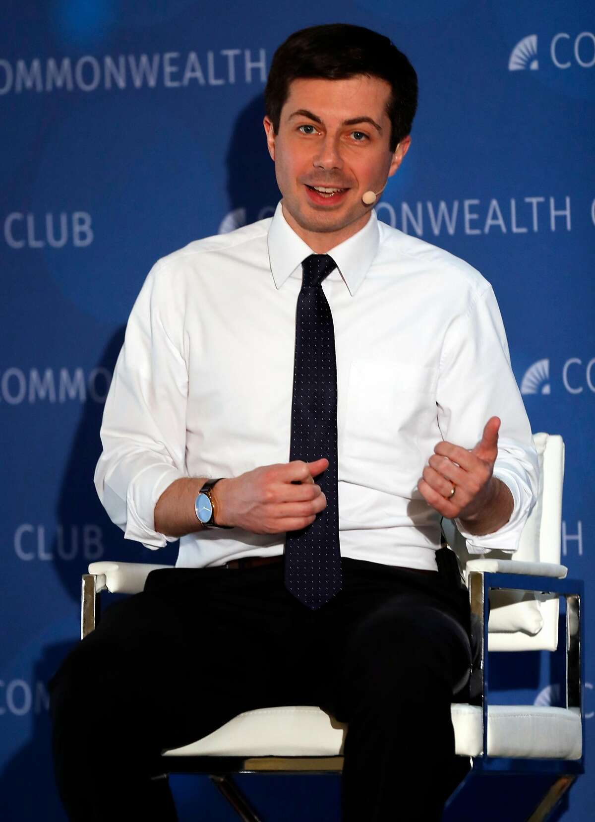 Democratic presidential candidate Mayor Pete Buttigieg at a Commonwealth Club of California event at Marines’ Memorial Club in San Francisco, Calif., on Thursday, March 28, 2019.