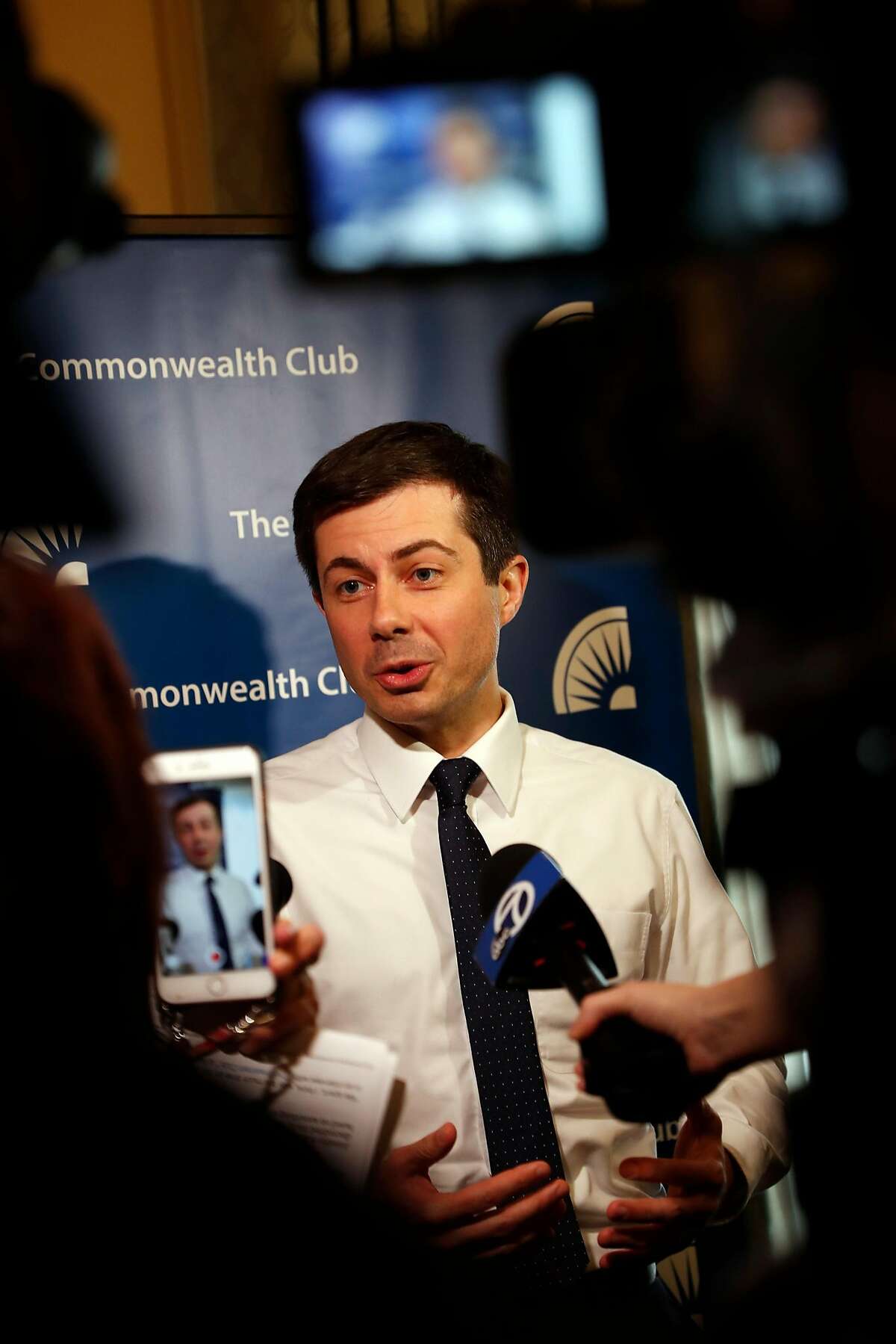 Democratic presidential candidate Mayor Pete Buttigieg before Commonwealth Club of California appearance in San Francisco, Calif., on Thursday, March 28, 2019.