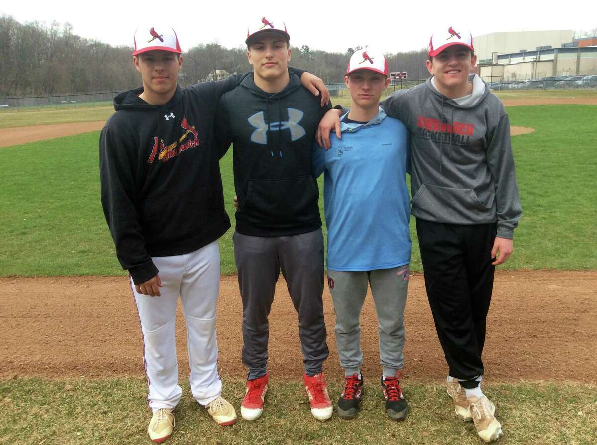 From left to right, Cristian Perez, Jackson Blanchard, Sean Pratley and Stephen Bennett are senior captains of the Greenwich High School baseball team, which opens its season Saturday against visiting Simsbury. March 29, 2019