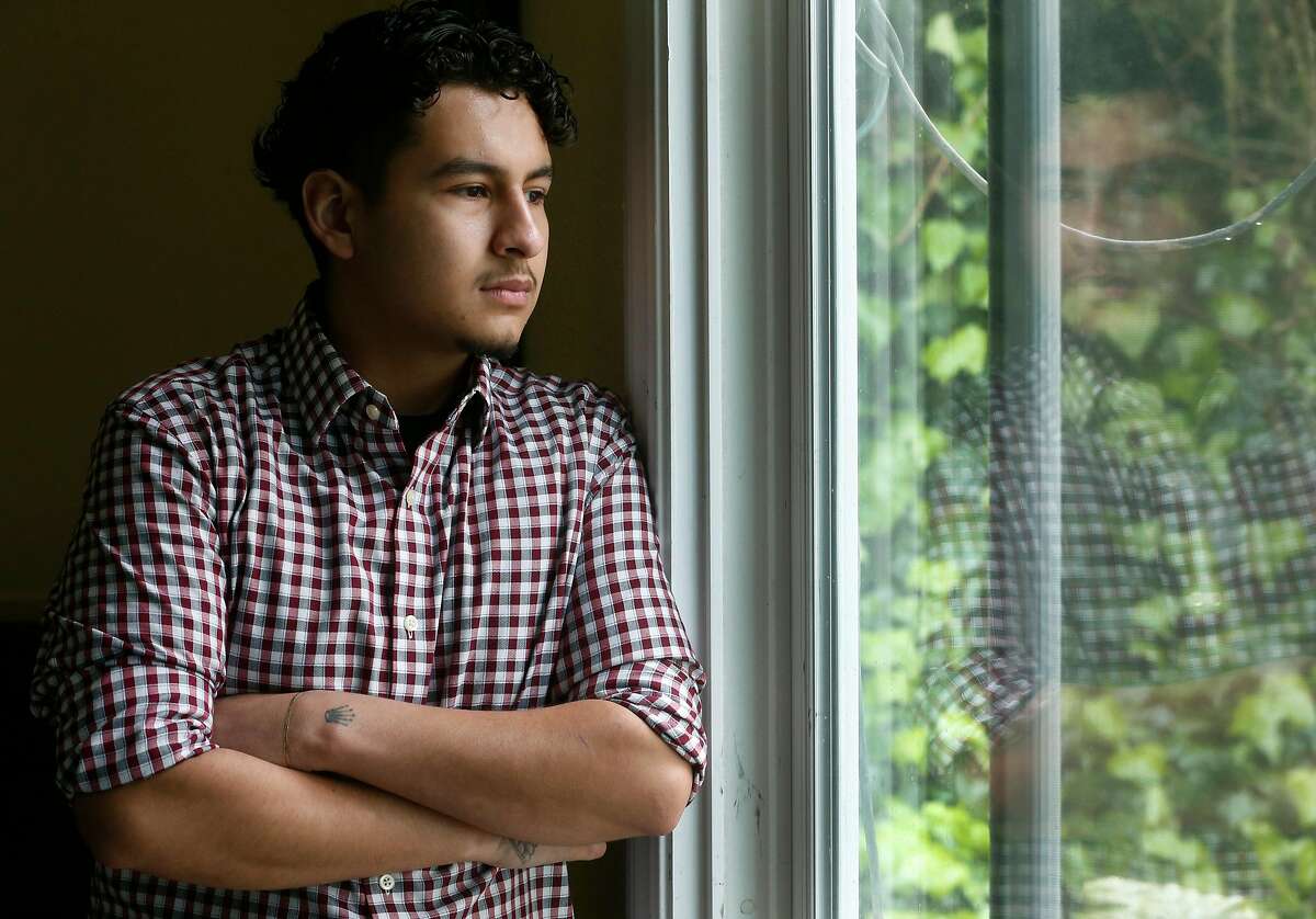 Carlos Yescas, 18, is seen at his home in Vallejo, Calif. on Wednesday, March 27, 2019. Yescas says he was roughed up by a Vallejo police officer during a routine traffic stop on Jan. 31.
