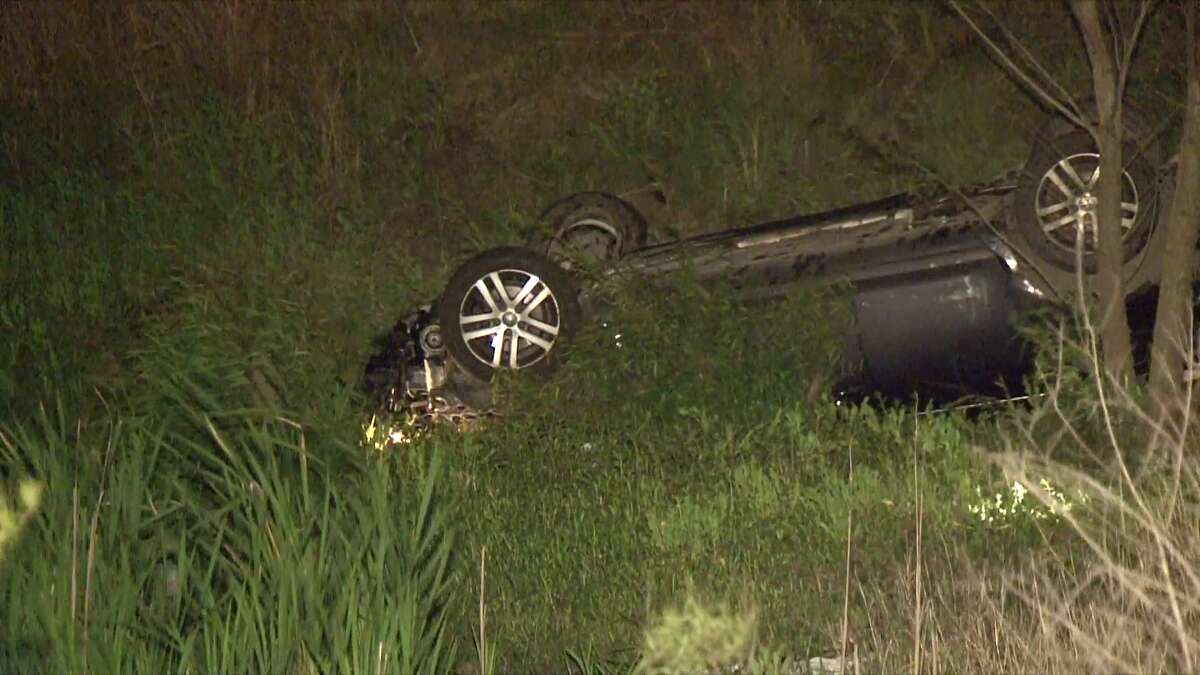 A man was killed Saturday night after his 2006 Volkswagen Jetta struck a guardrail at U.S. 90 in Crosby, the Harris County Sheriff's Office said.