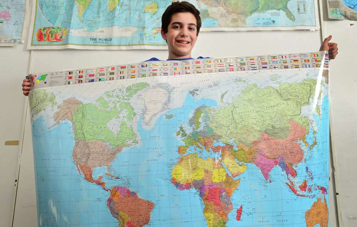 Roton Middle School seventh grader Joe Dichiaro at the school Tuesday, March 26, 2019, in Norwalk, Conn. Dichiaro is the lone Norwalk middle-schooler to qualify for the state level of the National Geographic bee which takes place this Friday in Hartford.