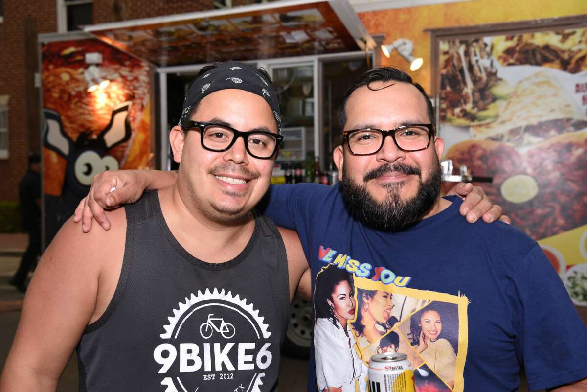 Chris Contreras and Frank Martinez pose for a photo during the 2nd Annual Bidi Bidi Bom Beer Pachanga.