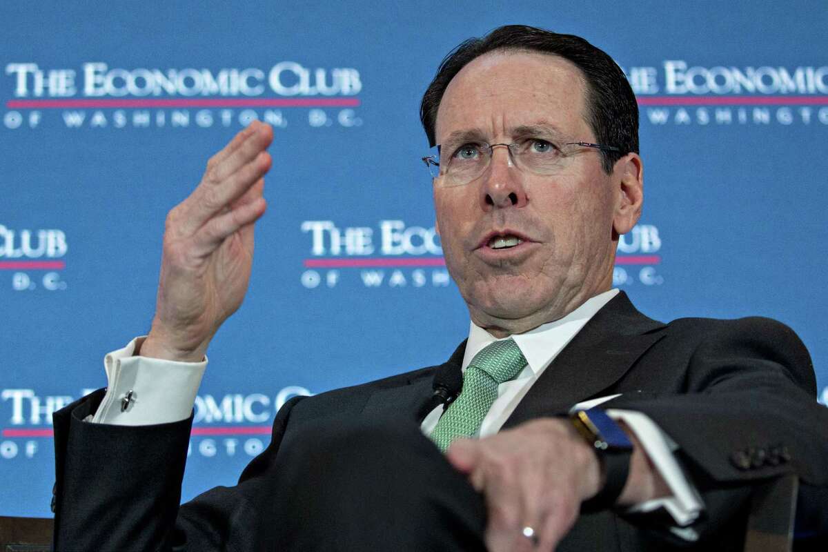 Randall Stephenson, chairman and chief executive officer of AT&T Inc., speaks during an Economic Club of Washington event in Washington, D.C., U.S., on Wednesday, March 20, 2019. AT&T Inc. is hiking prices on its pay TV services for the second time since January, even after telling a judge during the U.S. antitrust trial last year that prices would go down if it was allowed to buy Time Warner Inc. Photographer: Andrew Harrer/Bloomberg