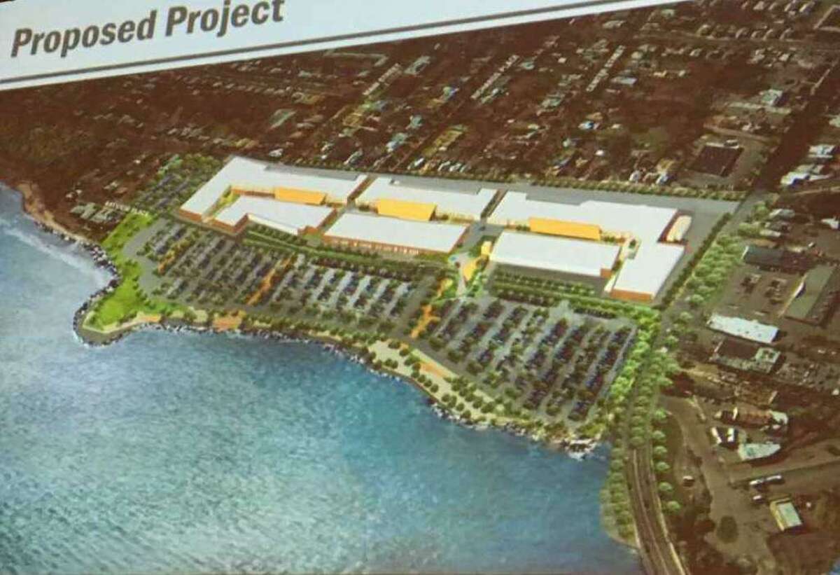 An aerial view rendering of The Haven high-end outlet mall, as presented to the West Haven Planning and Zoning Commission on July 10, 2018.