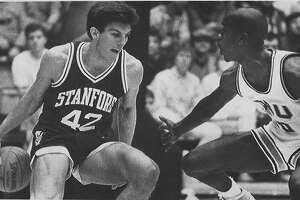 Todd Lichti  (left) and Gary Payton in Stanford at Oregon State game, Jan. 28 1988, Corvallis
Ran on: 11-28-2007
Bob Murphy (right), a fixture at Stanford football games, does the Saturday pregame show with partner Dave Flemming.