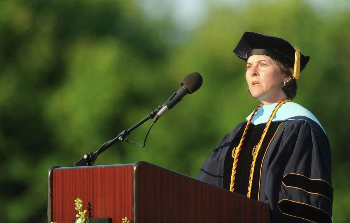 Headmaster Beth A. Smith speaks during Shelton High School's 2013 commencement ceremony
