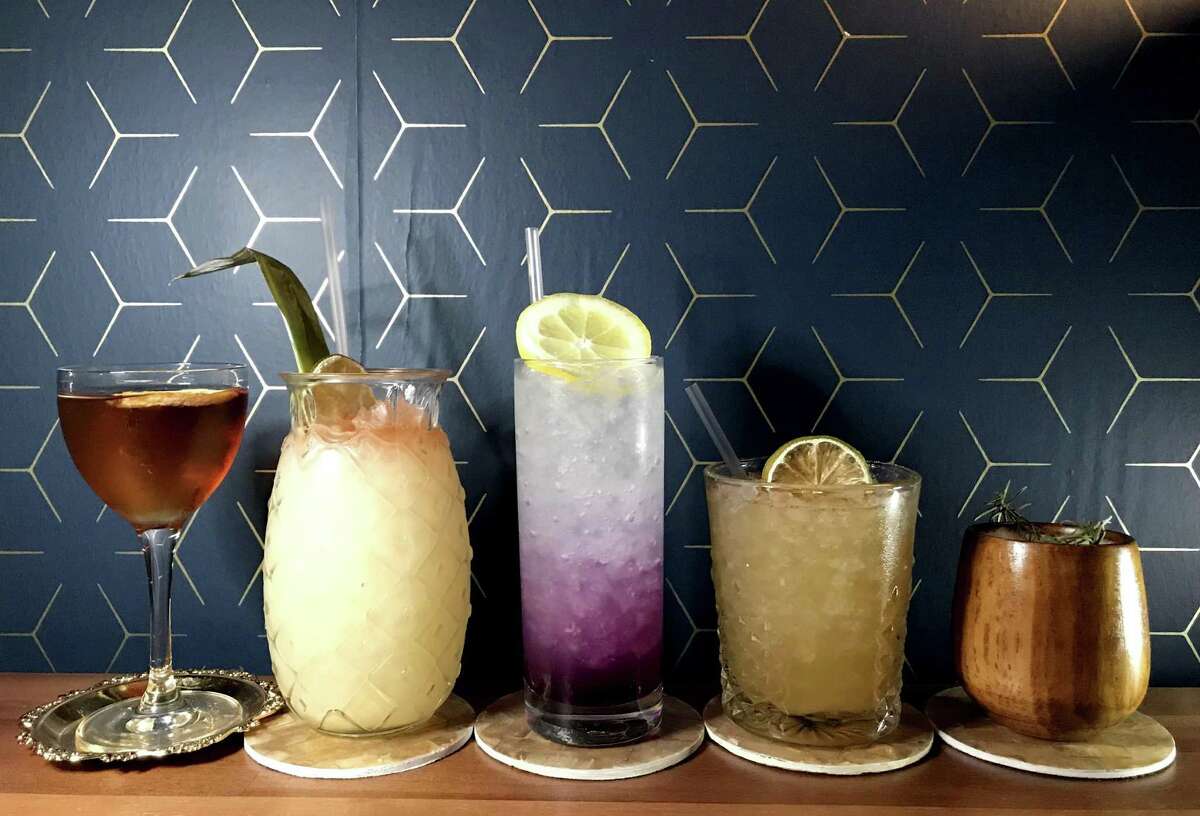 A selection of cocktails from Jet-Setter, from left: Up to Date, Maritime Commerce, Disco Lemonade, Alamo City and Spruce Goose.