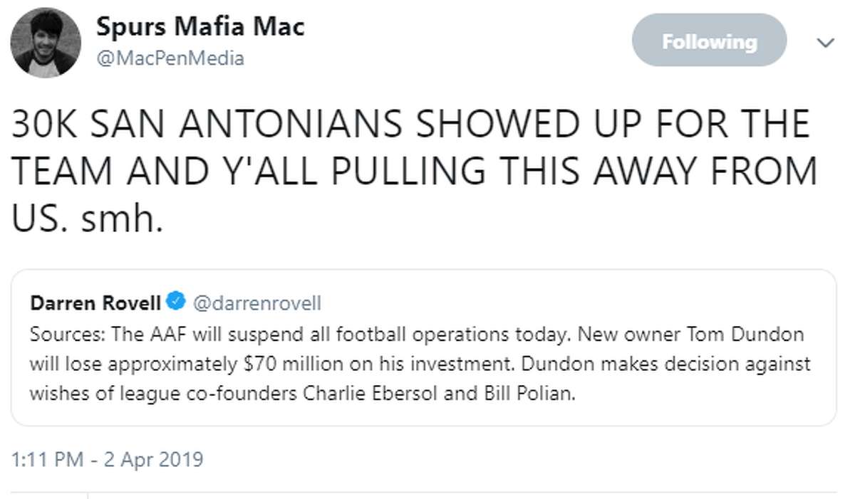 @MacPenMedia: 30K SAN ANTONIANS SHOWED UP FOR THE TEAM AND Y'ALL PULLING THIS AWAY FROM US. smh.