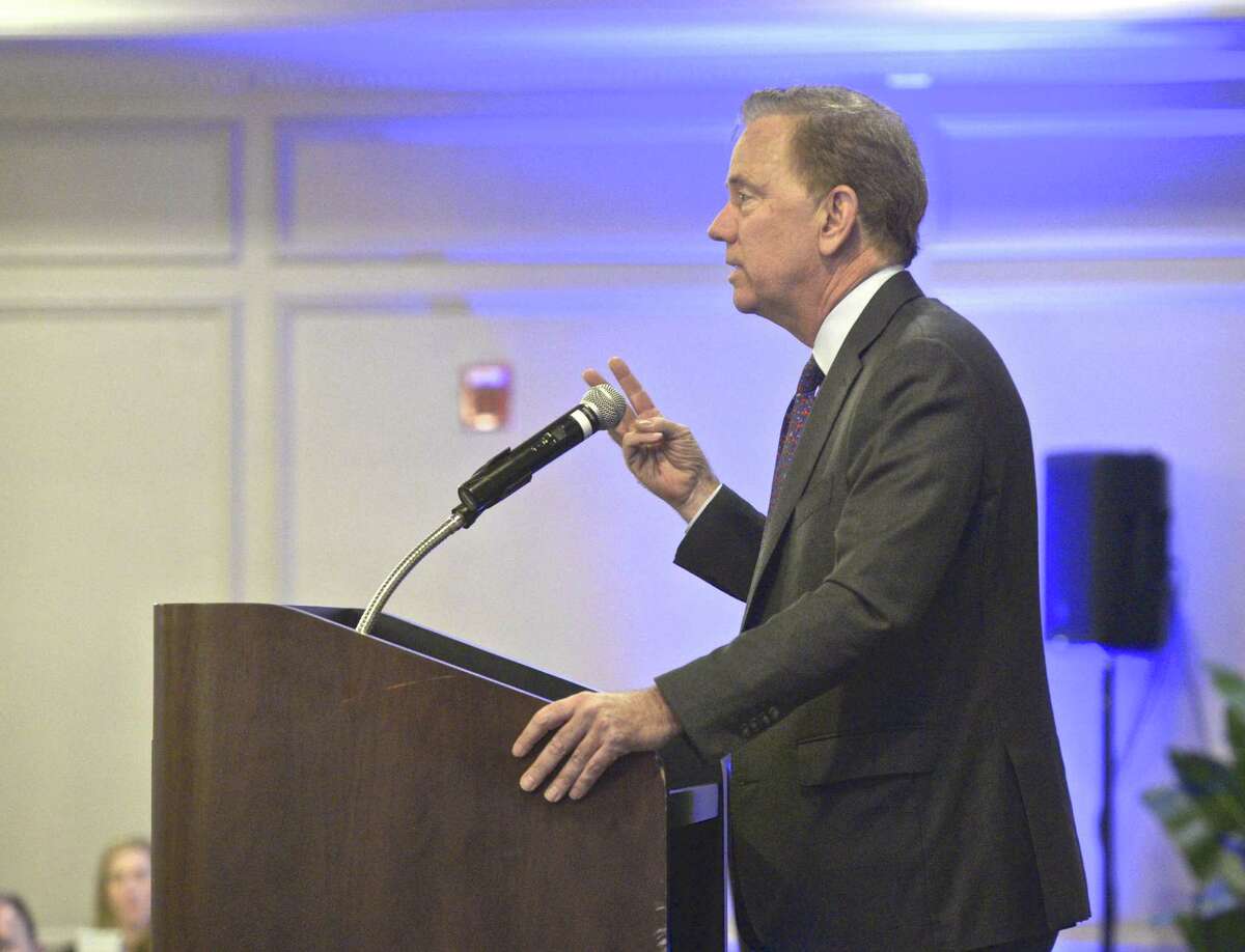 Governor Ned Lamont speaks at the Greater Danbury Chamber of Commerce breakfast on Friday morning. March 22, 2019, at Ethan Allen Hotel, Danbury, Conn.