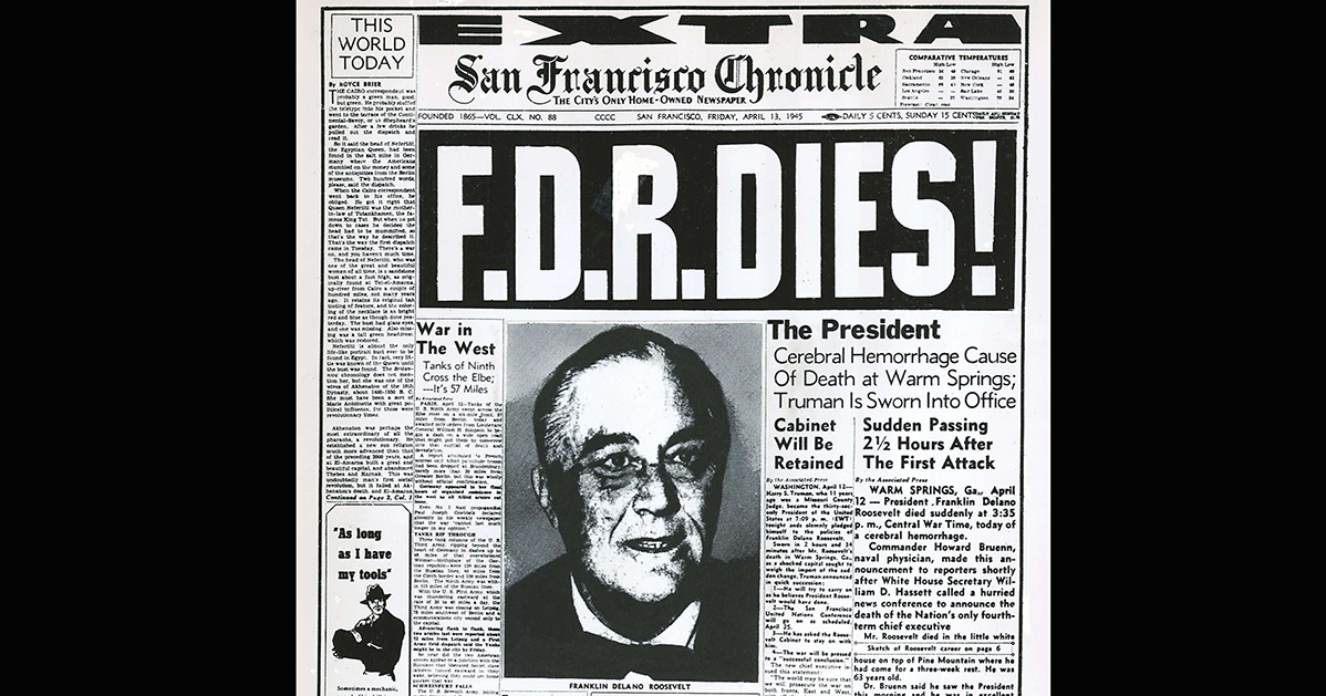 Chronicle Covers A Front Page Farewell To Fdr Sfchronicle Com