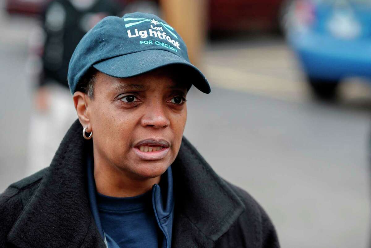 Chicago mayoral candidate Lori Lightfoot speaks to the press outside of the polling place at the Saint Richard Catholic Church in Chicago, Illinois on April 2, 2019. - Chicago residents went to the polls in a runoff election Tuesday to elect the US city's first black female mayor in a historic vote centered on issues of economic equality, race and gun violence. Lightfoot and Toni Preckwinkle, both African-American women, are competing for the top elected post in the city. (Photo by Kamil Krzaczynski / AFP)KAMIL KRZACZYNSKI/AFP/Getty Images