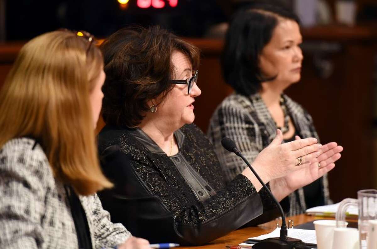 New York State Education Commissioner MaryEllen Elia answers a question during the education budget hearings Wednesday, Feb. 6, 2019 at the Legislative Office Building in Albany, NY