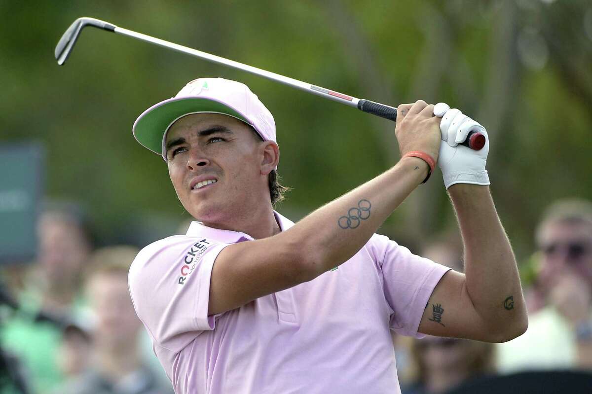 Rickie Fowler watches his tee shot on the seventh hole during the final round of the Arnold Palmer Invitational golf tournament Sunday, March 10, 2019, in Orlando, Fla.