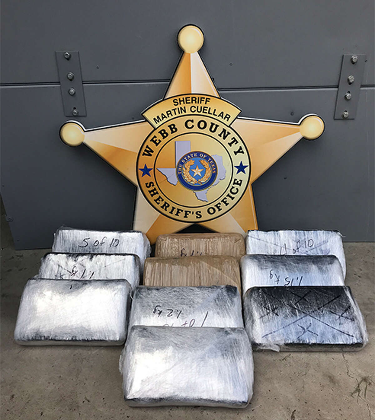Deputies seized 10 bundles of cocaine weighing about 25 pounds from Benavides on Tuesday, the Sheriff's Office said.