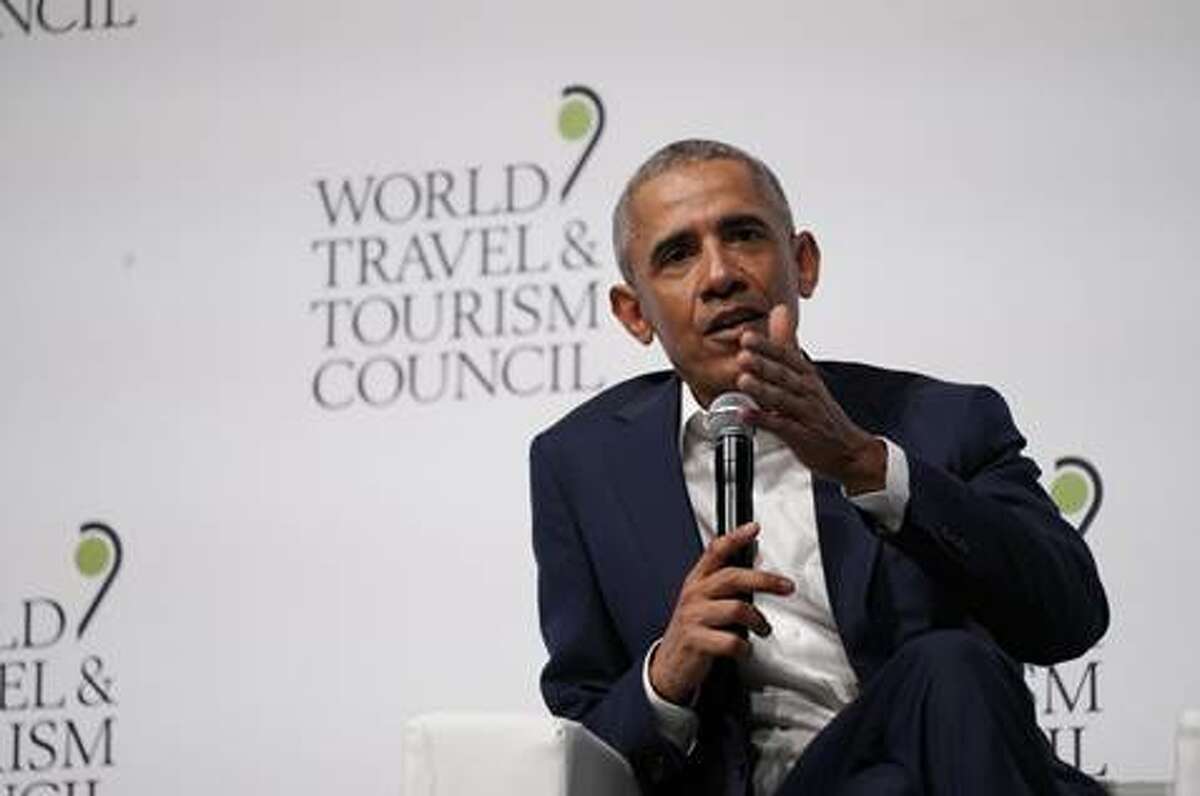 President Barack Obama talks travel at the World Travel And Tourism Council Global Summit in Seville, Spain, April 2019