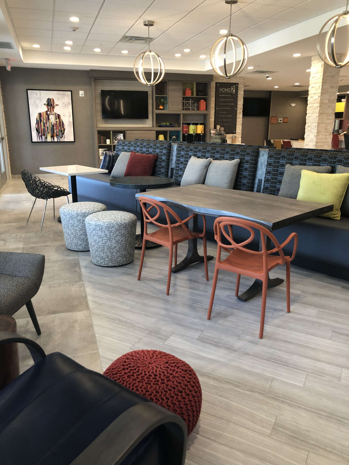 The lobby of the Home2 Suites by Hilton Houston Westchase at 3125 Wilcrest Drive.