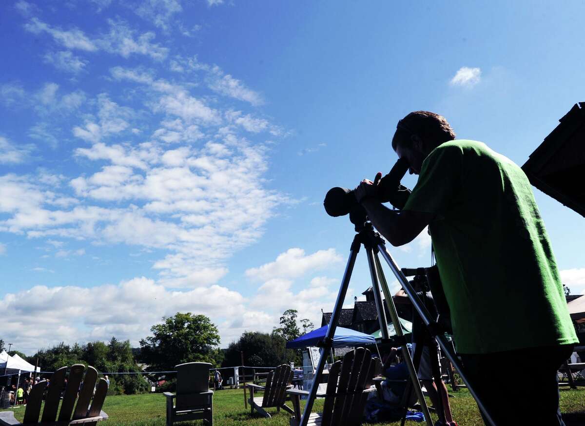 Audubon educator Brian O’Toole uses a telescope to count hawks last September. Join the Audubon Center in Greenwich for the Hawk Watch Kickoff and Raptor ID Workshop from 11 a.m. to 1 p.m. Sundayat its center at 613 Riversville Road. Learn how to identify and count the migrating hawks, eagles and falcons that pass over the area. Join Audubon naturalist Ryan MacLean for the kickoff of another hawk-watching season. After the introduction, participants will use binoculars to look for migrating raptors from Hawk Watch Lawn. All ages 6 and up are welcome. Cost is $5 for members, $8 for nonmembers. For questions and to RSVP, contact Ryan MacLean at rmaclean@audubon.org or 914-417-5234.