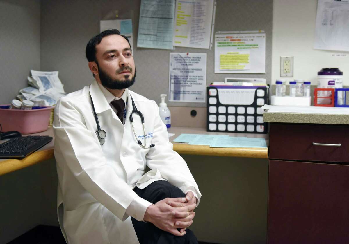Dr. Hassan Shawa speaks about his experience as an immigrant and physician on Thursday, April 4, 2019 at Albany Medical South Clinical Campus in Albany, NY. (Phoebe Sheehan/Times Union)