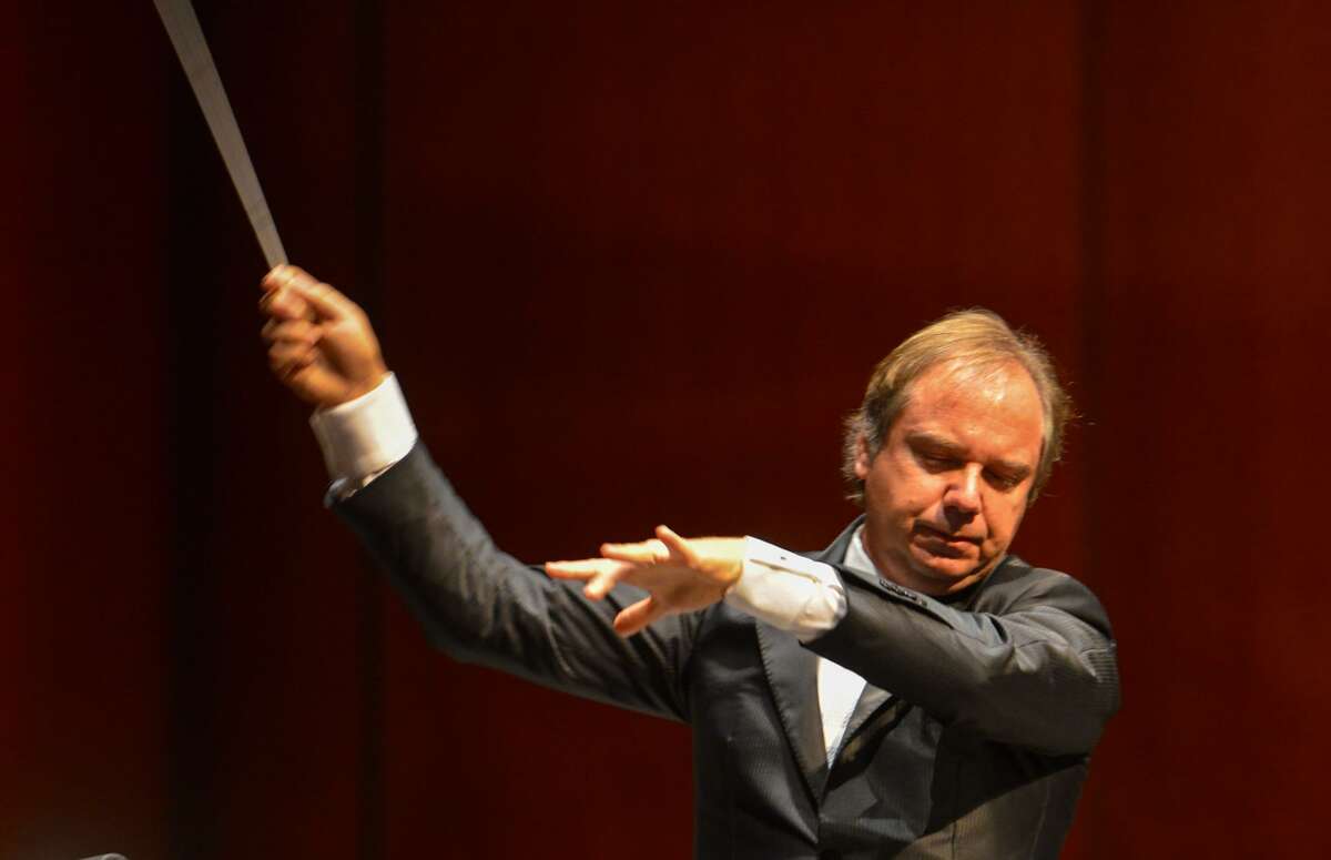 San Antonio Symphony Musical Director Sebastian Lang-Lessing conducting the orchestra during the opening of the Tobin Center for the Performing Arts in 2014.