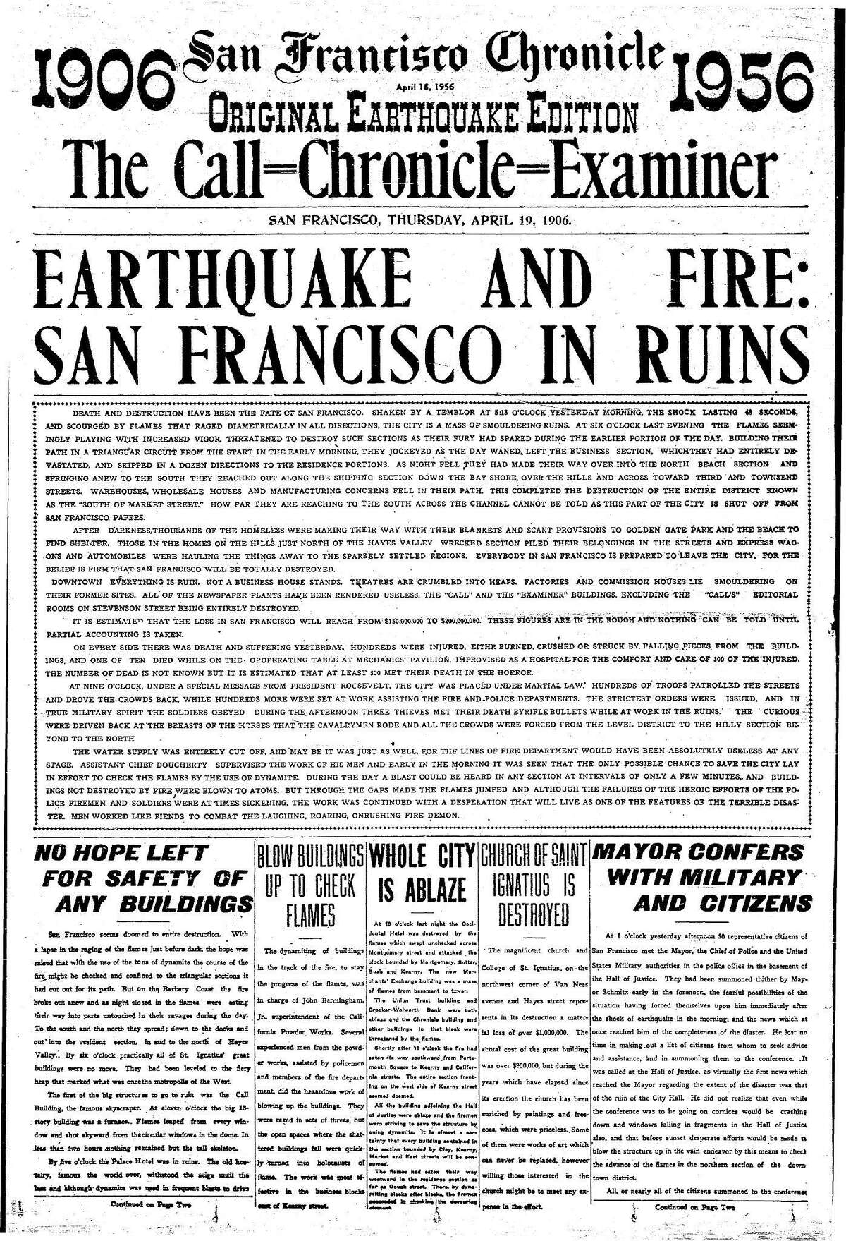 San Francisco 1906 earthquake: When The Chronicle’s front page had 50 ...