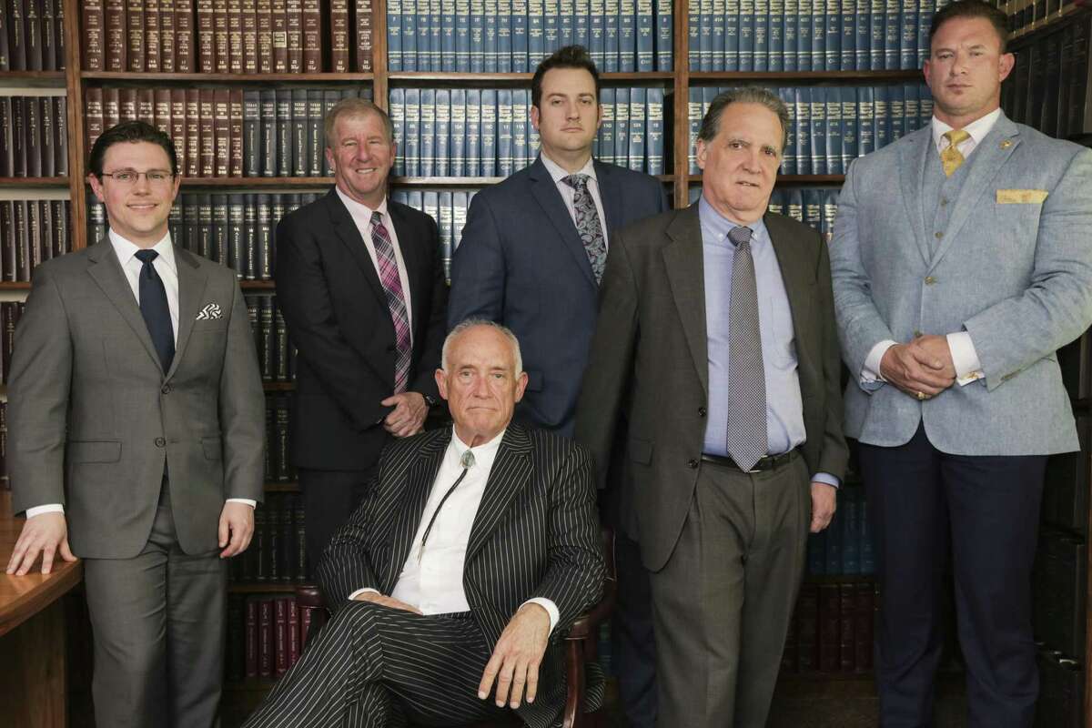 Lawyers Wade Smith, from left, Tucker Graves, Paul Looney, Romy Kaplan, Clay Conrad and Mark Metzger III, provided free legal representation to some of the defendants in the infamous Waco shootout at the Twin Peaks restaurant almost four years ago. All remaining charges were dismissed on Tuesday, April 2, 2019.