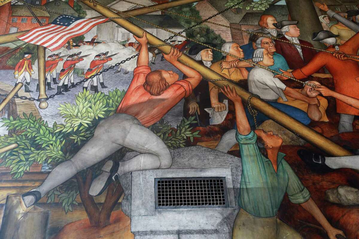 The mural’s images have inspired debate for decades.